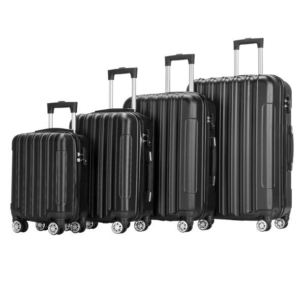 Vertical 4-in-1 Spinner Wheel With Handle Trolley Case 16in 20in 24in 28in ABS Aluminum Alloy Trolley Classic Color - Black