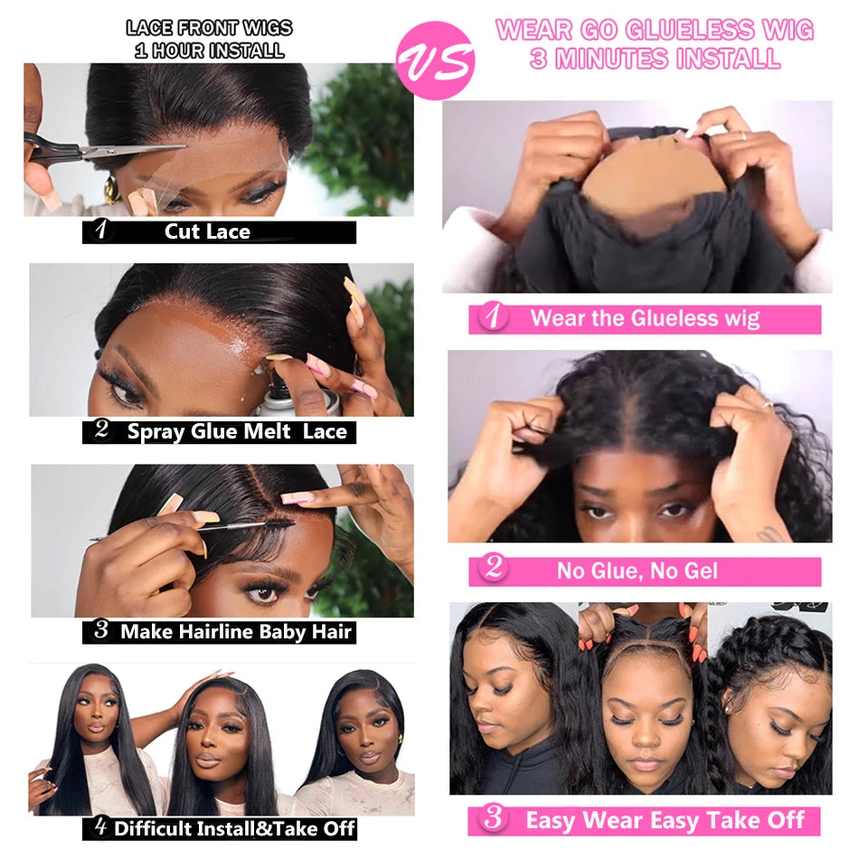 100% Glue-less Wigs Human Hair  Ready To Wear