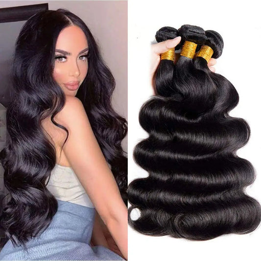 Brazilian Body Wave Bundles 100% Unprocessed Virgin Hair Body Wave 3 Bundles Human Hair Weave Bundles Deals Natural Black